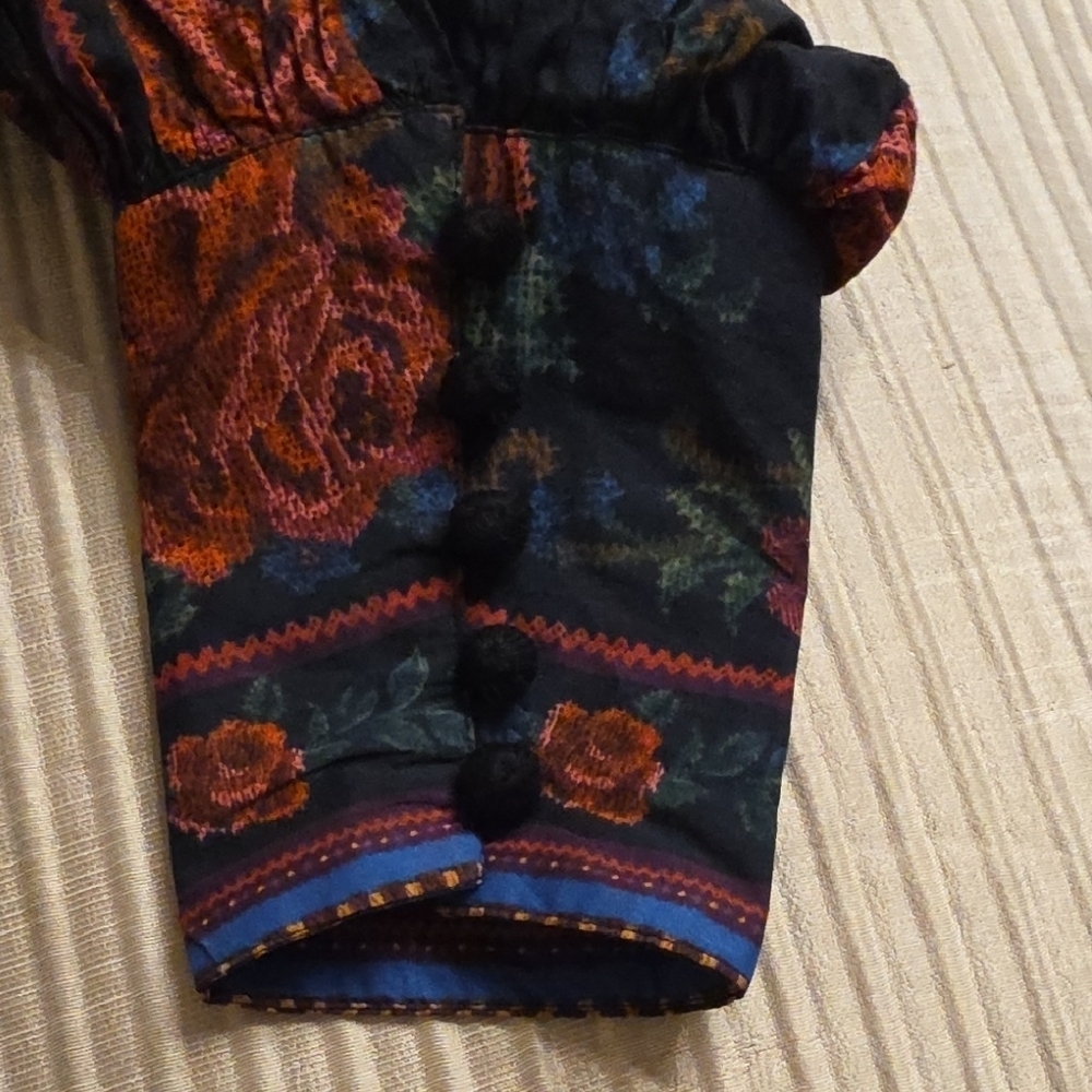 FARM Rio Black Floral Tapestry Mini Dress with Red Roses - Picture 16 of 16